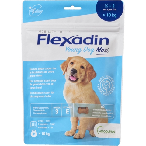 Flexadin Young Dog Maxi Kauwbrokjes 60 stuks
