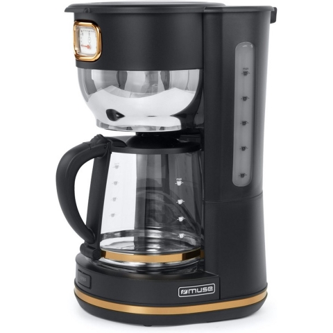 Muse MS-220BC - Muse filter-koffiezetapparaat, 1,4 L, zwart/messing