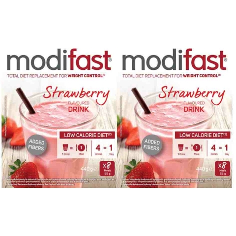 2x Modifast Intensive Milkshake Aardbei 8 x 55 gr