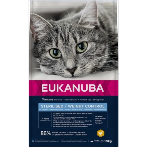 Eukanuba Adult Overweight Sterilised Kattenvoer Kip - Lever 10 kg