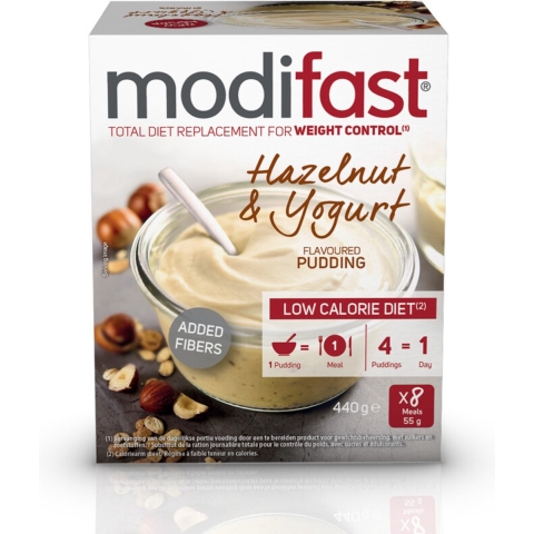 2x Modifast Intensive Pudding Yoghurt Hazelnoot 8 x 55 gr