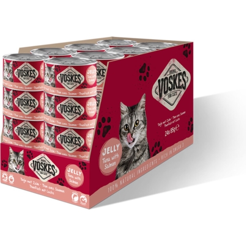 24x Voskes Kattenvoer Nat Tonijn met Zalm 85 gr