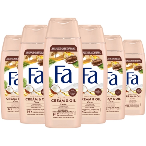 6x Fa Douchecrème Cream&Oil Cacaobutter&Coconut oil 250 ml