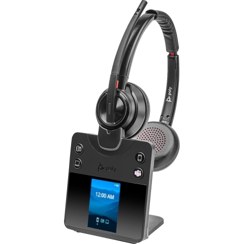 HP Poly Savi 8420 Office On Ear headset Computer DECT, Bluetooth Stereo Zwart Noise Cancelling Volumeregeling, Microfoon uitschakelbaar (mute)