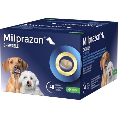 Milprazon Chewable 2,5 mg / 25 mg pup en kleine hond 48 tabletten
