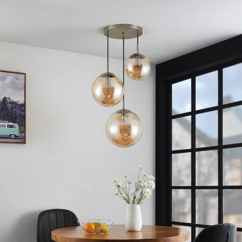 Lindby - Teeja 3 Cluster Hanglamp Amber