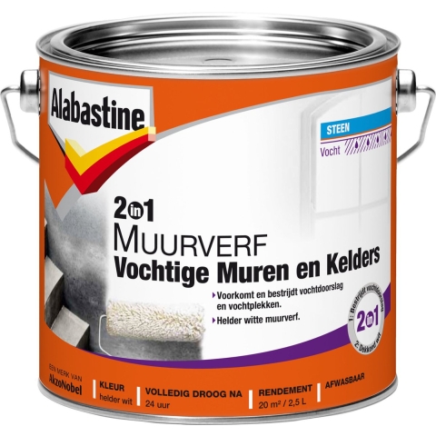 2in1 muurverf vocht m&k 2,5l - Alabastine