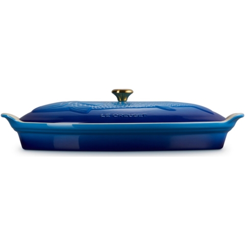 LE CREUSET - Aardewerk - Ovenschaal Vis Heritage 34cm Azure