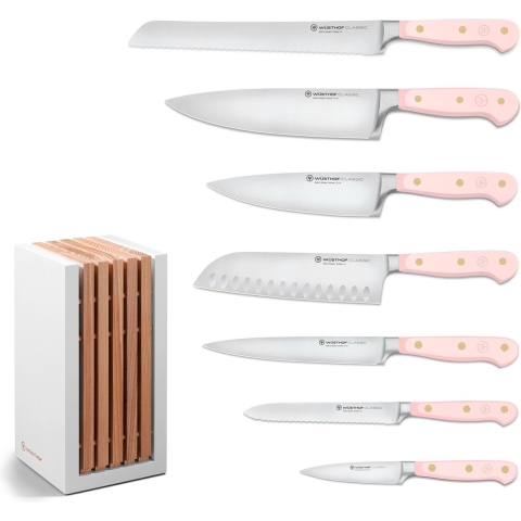 Wusthof - Classic Colour 7-delige messenset met blok Pink Himalayan Salt