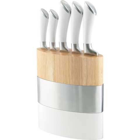 Richardson Sheffield - Fusion 5-Delige Messenset met Blok  - Wit en Hout