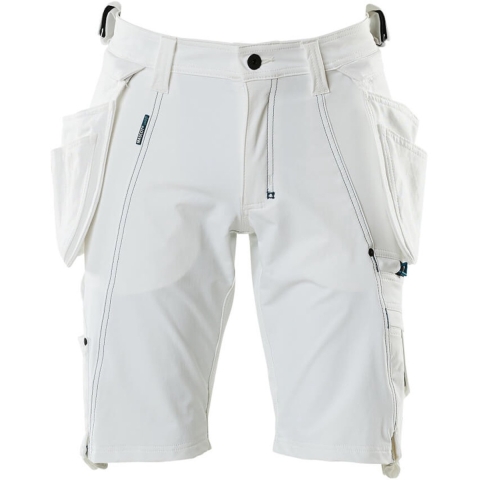 Stretch Werkshort Afneembare Zakken Wit | Per Stuk | Maat 50