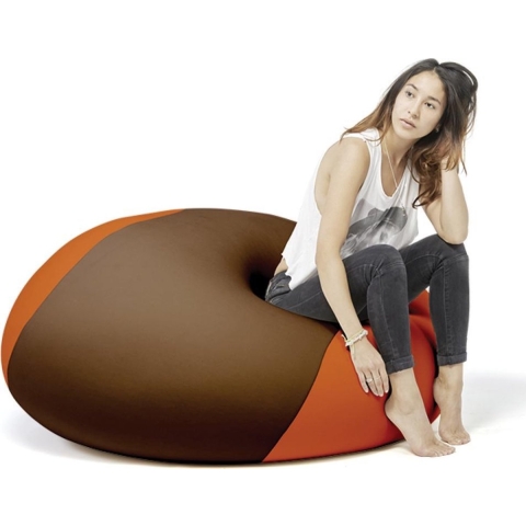 Terapy Ollie zitzak - Bruin + Oranje | 65cm x 65cm x 65cm