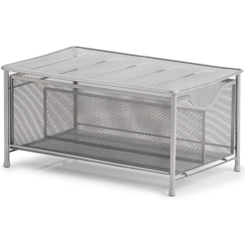 Keuken/keukenkast organizer uitschuifbaar - zilver - 26 x 41 x 20 cm - metaal -