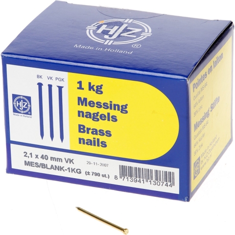 Hoenderdaal Draadnagel Messing Vk 2.1X40 | 1 kg - 8002.20.00710