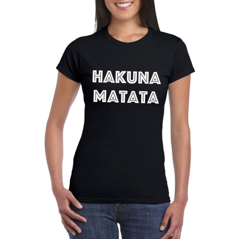 Hakuna matata tekst t-shirt zwart dames M -