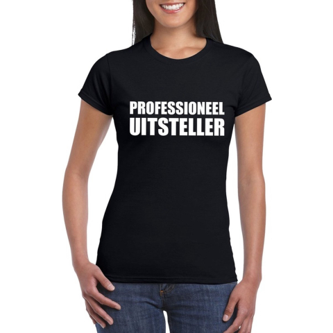 Zwart professioneel uitsteller shirt voor dames L -