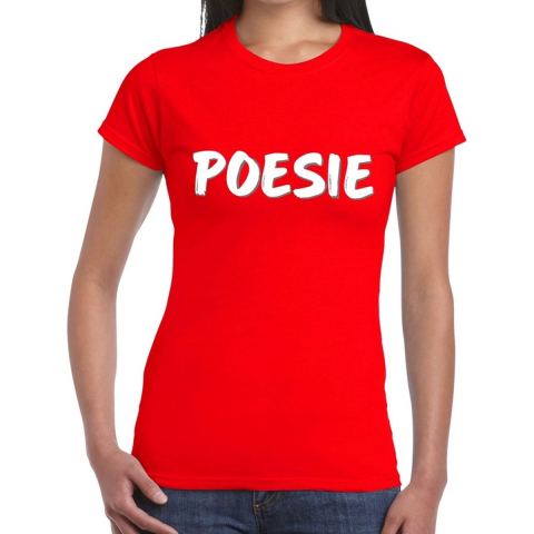 Poesie fun tekst t-shirt rood dames XL -