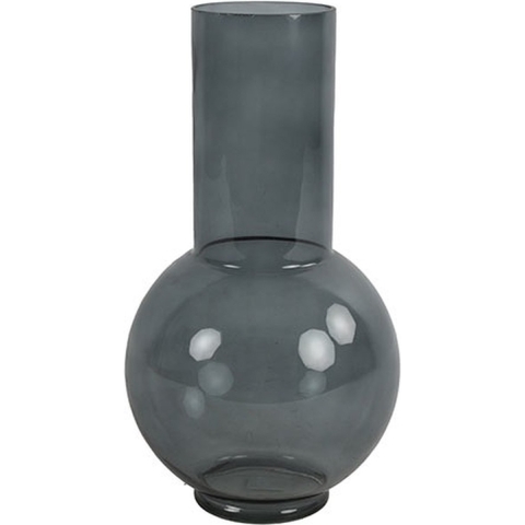 Bloemenvaas Catlin - grijs - transparant glas - D20 x H36 cm -