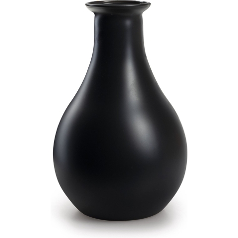 Bloemenvaas Theresa - mat zwart - eco duurzaam glas - D15 x H25 cm - Sierlijk -