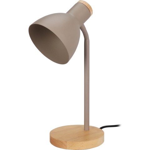 Home & Styling Tafellamp/bureaulampje Design Light - hout/metaal - beige - H36 cm -