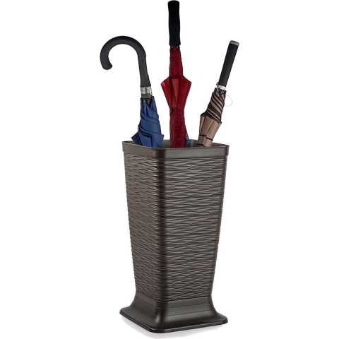 Paraplubak/parapluhouder Waves - bruin - kunststof - D26 x H52 cm - op verhoogde voet -