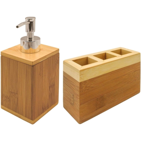 Badkamerset 2-delig bamboe hout 13 cm -