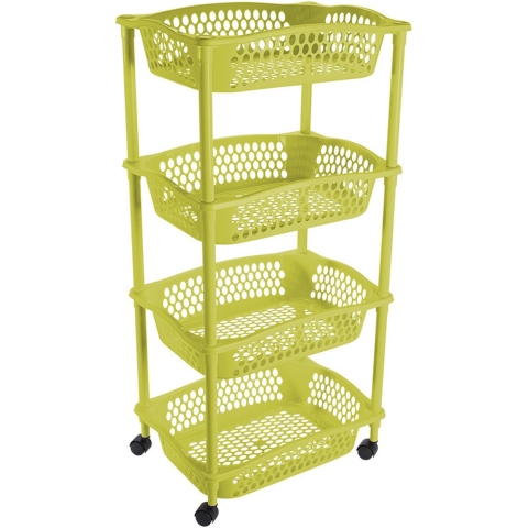 Keuken opberg trolley - 4 manden - groen - 86 x 41 cm - roltafel -