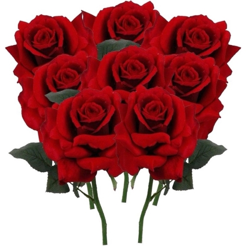 8x Rode rozen deluxe kunstbloemen 31 cm -
