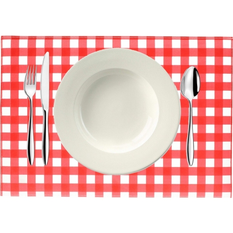 Bellatio design Placemats - 6x - rood/wit geblokt - Oktoberfest - 43cm -