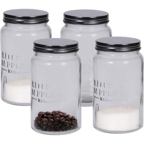 4x Glazen voorraadpotten/voorraadbussen 18 cm -