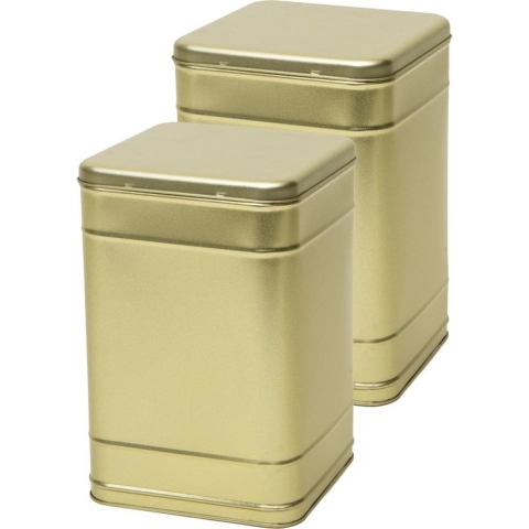 2x Gouden vierkante opbergblikken/bewaarblikken 25 cm -