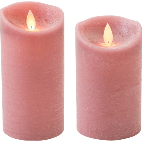 Set van 2x stuks Antiek Roze Led kaarsen met bewegende vlam -