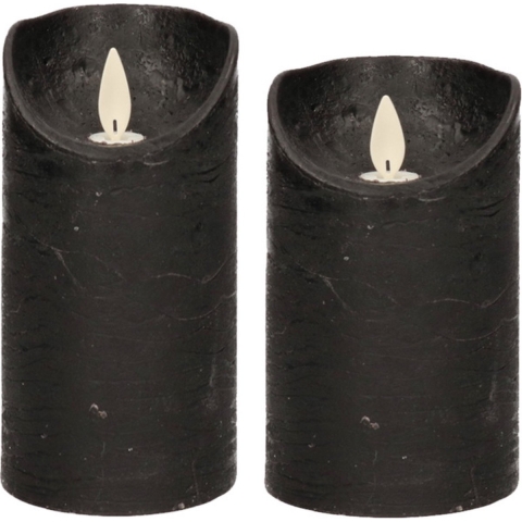 Set van 2x stuks Zwarte Led kaarsen met bewegende vlam -