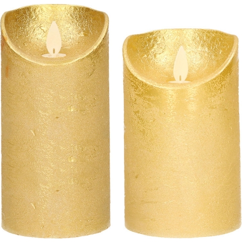 Set van 2x stuks Gouden Led kaarsen met bewegende vlam -