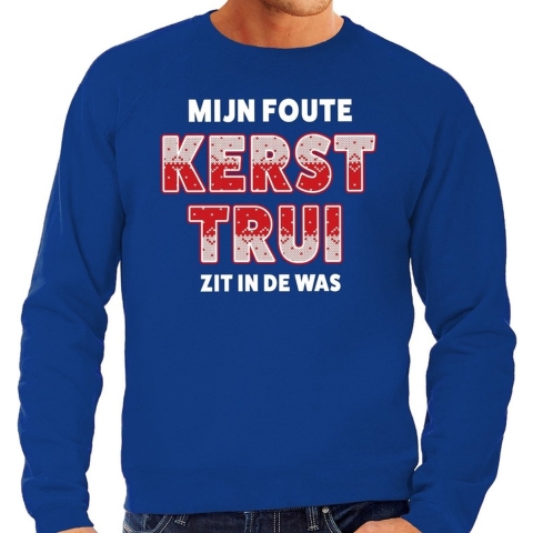 Foute Kersttrui zit in de was blauw voor heren XL (54) -