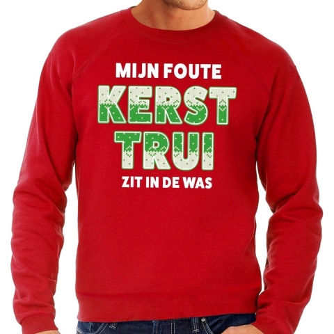 Foute Kersttrui zit in de was rood voor heren M (50) -