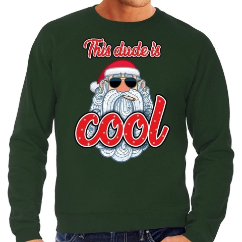 Foute Kersttrui stoere kerstman this dude is cool groen heren XL (54) -
