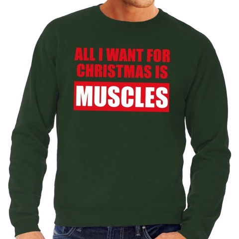 Foute kersttrui Christmas Muscles groen voor heren M (50) -