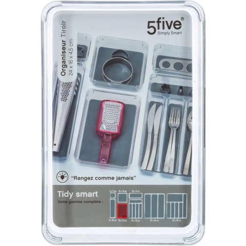 Keuken lade organizer bakje - Set van 4x stuks - 1-vaks - Tidy Smart serie - kunststof - 16 x 23 x 4 -