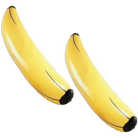 Opblaasbare fruit banaan XL - 2x stuks - 162 cm - groot formaat - fun opblaasartikelen -
