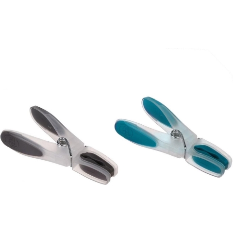 96x Stuks wasknijpers grijs en blauw 8 cm van kunststof -