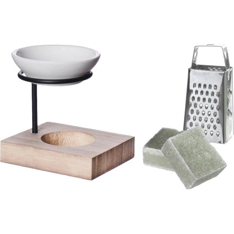 Amberblokjes/geurblokjes cadeauset - jasmijn geur - inclusief geurbrander en mini rasp -