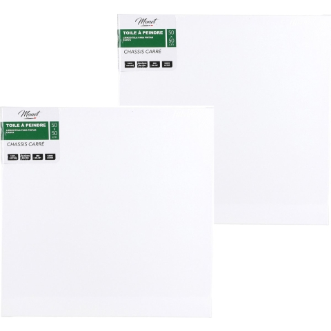Canvas schilderij doek/paneel - 2x - schilderdoeken - wit - 50 x 50 cm -