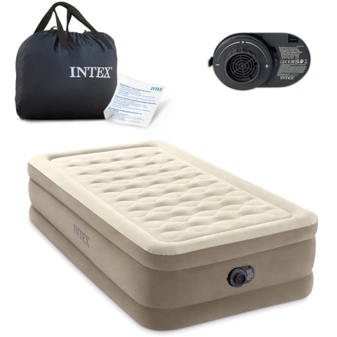 Intex 64426ND Ultra Plush Twin Luchtbed + Ingebouwde Pomp 191x99x46 cm Beige