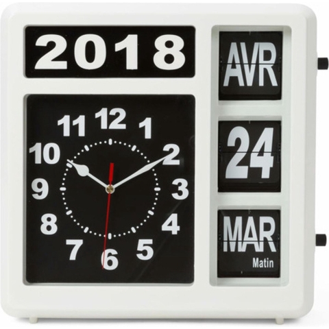 Wandklok met flipover kalender 31 x 31 cm frans - Velleman