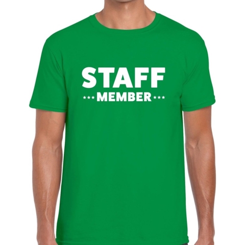 Staff member / personeel tekst t-shirt groen heren XL -