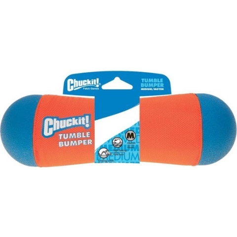 Chuckit! Tumble Bumper - Hondenspeelgoed - Apporteer speelgoed - Hondenspeeltje - Oranje/Blauw - ø 6 x 21 cm - M