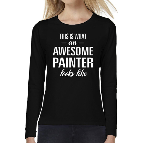 Awesome painter / schilder cadeau t-shirt long sleeves dames XL -