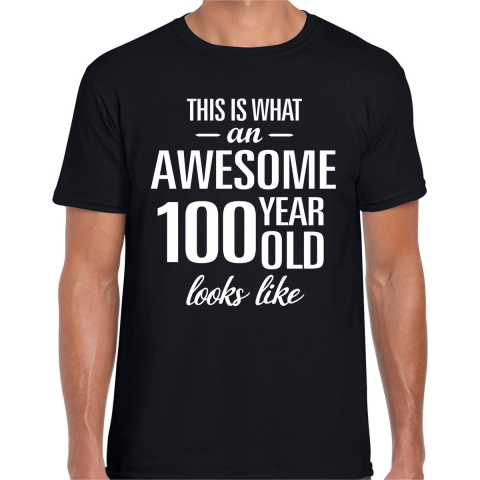 Awesome 100 year / 100 jaar cadeau t-shirt zwart heren S -
