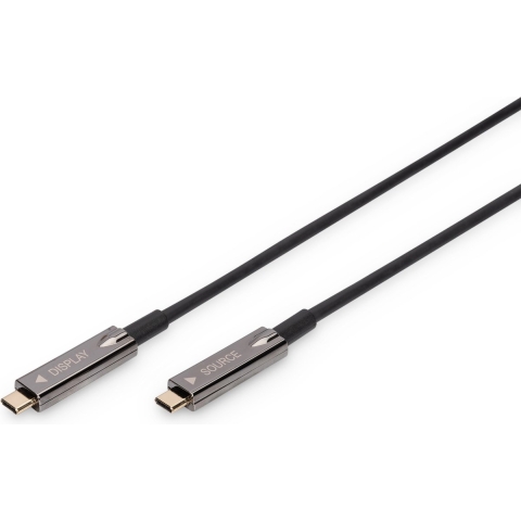 Digitus USB-C-displaykabel USB 3.2 Gen2 (USB 3.1 Gen2) USB-C, USB-C stekker 10.00 m Zwart Flexibel, Afgeschermd, Met USB AK-330160-100-S